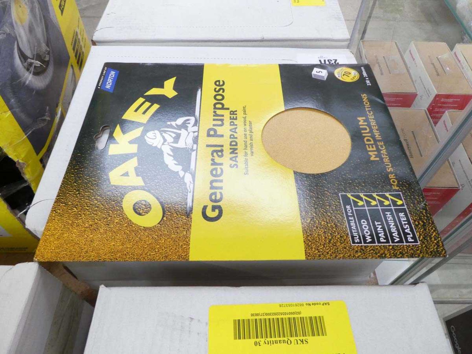 +VAT 2 boxes containing 30 sheets (in each box) of Oakey general purpose sandpaper