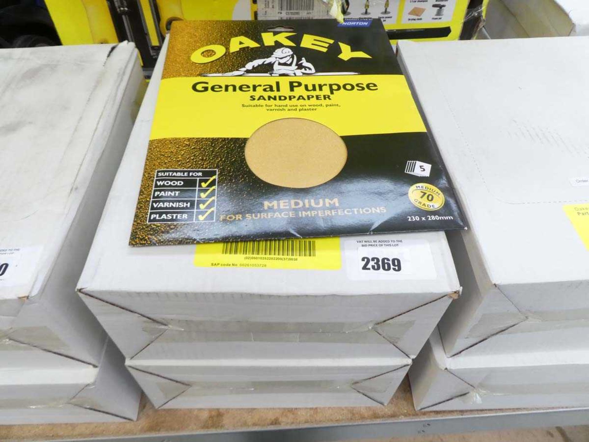 +VAT 2 boxes containing 30 sheets (in each box) of Oakey general purpose sandpaper