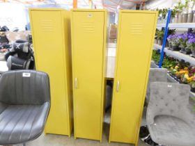 3 mustard metal storage lockers
