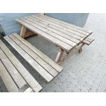 Outdoor wooden 6 seater picnic table