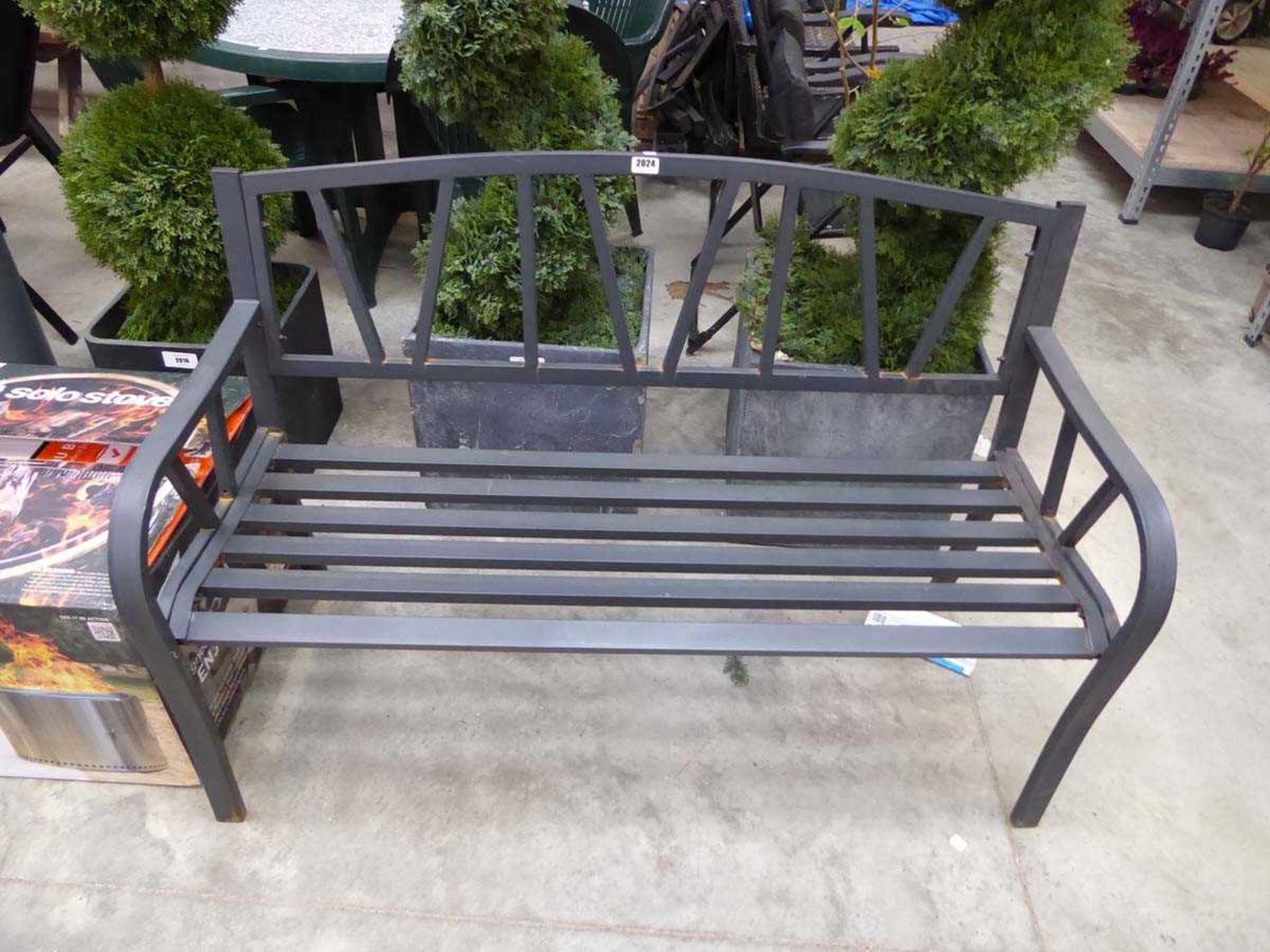 Grey metal 2 seater garden bench