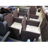 Set of 4 rattan garden chairs with beige cushions