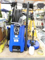 +VAT Nilfisk D140.4 pressure washer with patio attachment and snow foam attachment