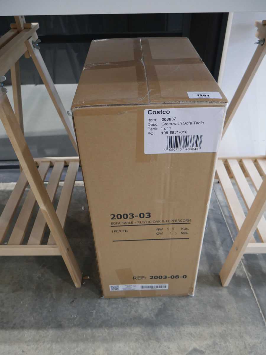 +VAT Costco Greenwich sofa table, boxed