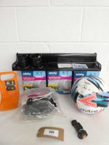 +VAT Household items to include 3 Minky double retractable clothes lines, football, kitchen