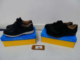 +VAT 2 x Boxed pairs of DB wide fit shoes fox trainers in black and navy both size UK7