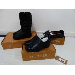 +VAT 3 x Boxed pairs of Hotter shoes to include raven, barnet and derrymore all size UK6