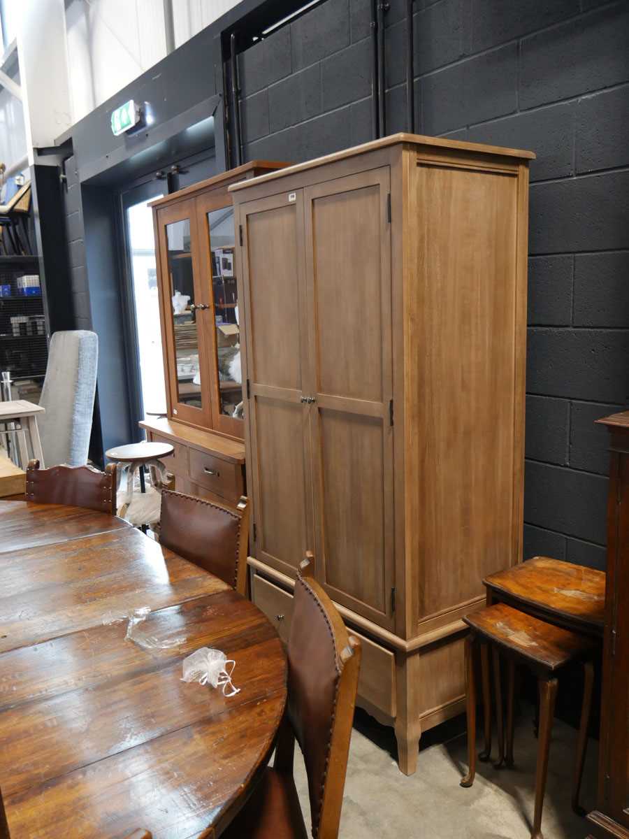 Modern dark wood 2 door wardrobe with single drawer under