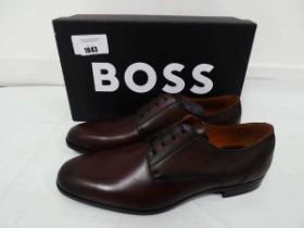 +VAT Boxed pair of Hugo Boss Portland derby shoes in dark brown size UK9