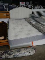 Modern white fleece upholstered bed frame