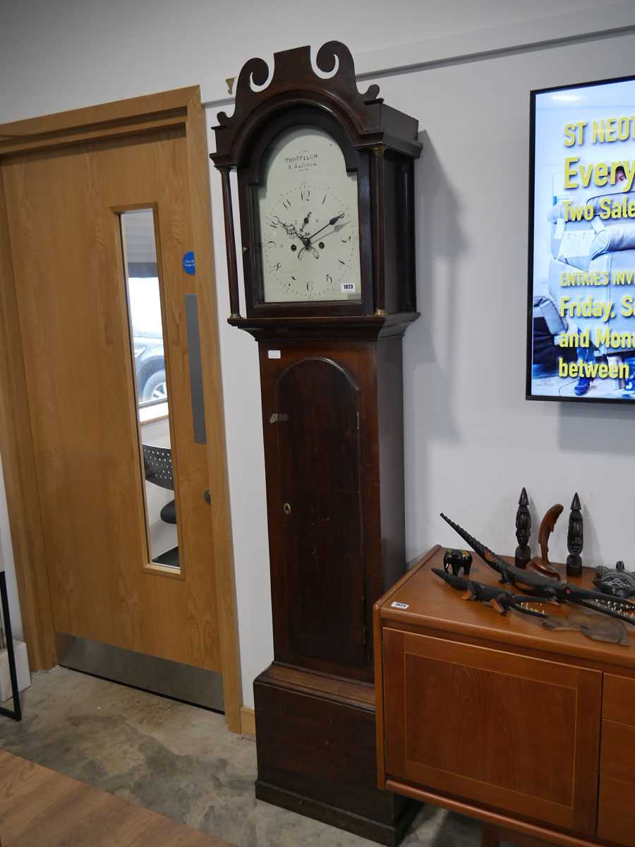 Dark oak cased grandfather clock by Thos Pilch, N. Walsham