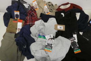 +VAT Mixed bag of mens and womens clothing to include jumpers, trousers, shirts ect (approx. 15