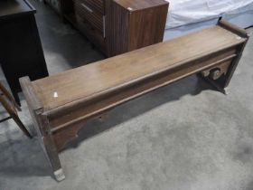 Dark oak bench, possibly ecclesiastical