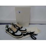 +VAT Boxed pair of Represent apex tumbled leather trainers in black / white vintage size EU42