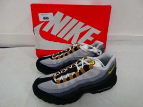 +VAT Boxed pair of Nike air max 95 trainers in white / yellow strike-wolf grey size UK10