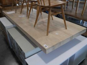 +VAT Substantial limed wood dining table on twin column base