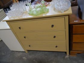 Yellow pastel painted chest of 3 drawers