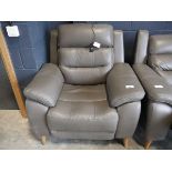 +VAT Modern grey leather upholstered electric reclining armchair