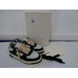 +VAT Boxed pair of Represent apex tumbled leather trainers in black / vintage white size EU44