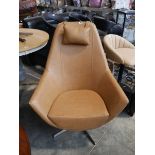 Mid century Design inspired Lounge Chair on chrome supports with attachable head rest