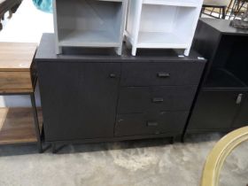 Modern black finish storage cabinet with 3 drawers