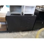 Modern black finish storage cabinet with 3 drawers