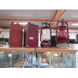 Quantity of vintage paraphernalia, to include 2 metal jerry cans, 2 hurricane style lanterns and a