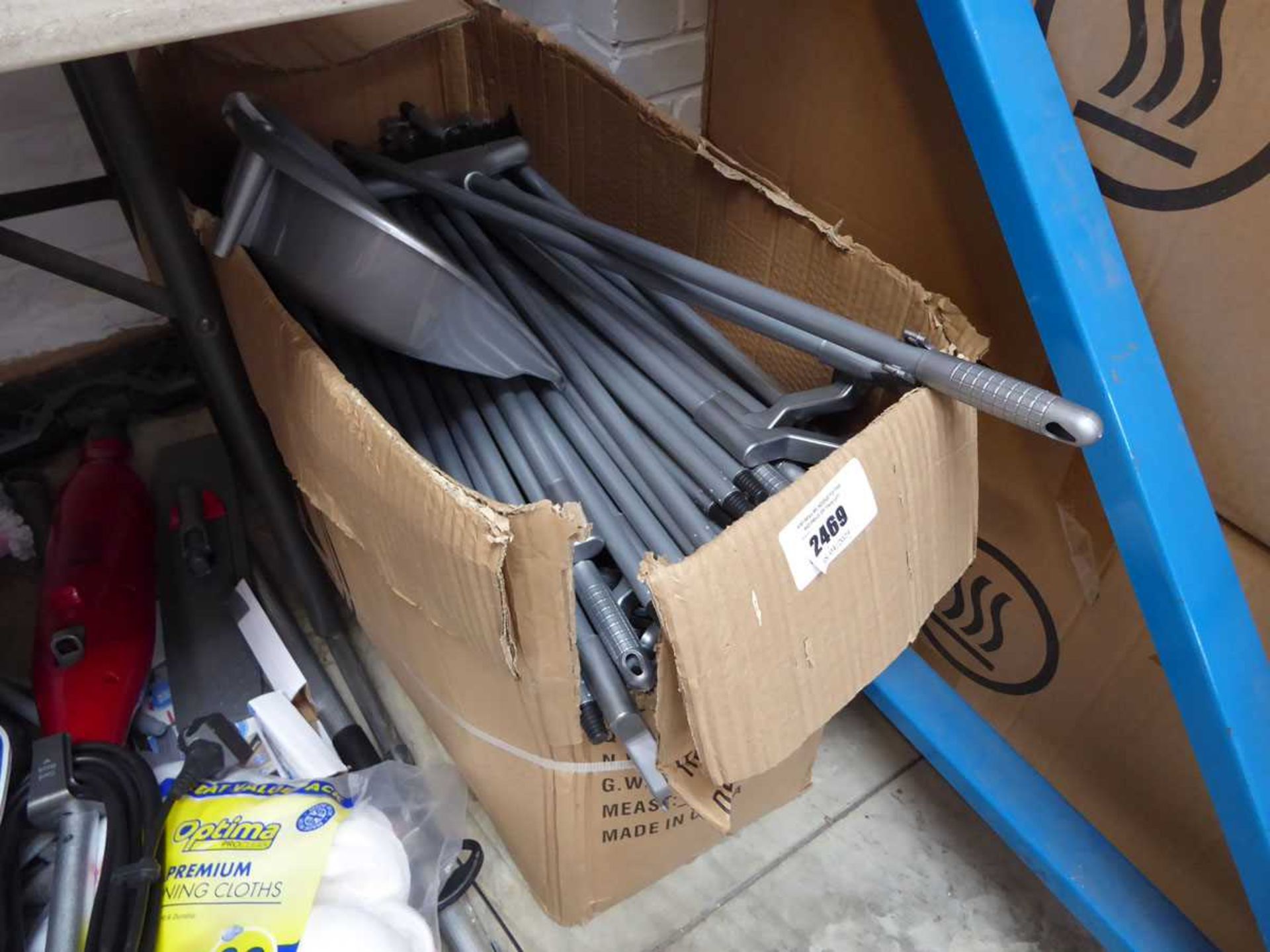 Box containing large qty of long handle broom sets