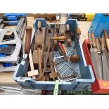 Crate of mainly vintage carpentry hand tools, to include wooden planes, saws etc.