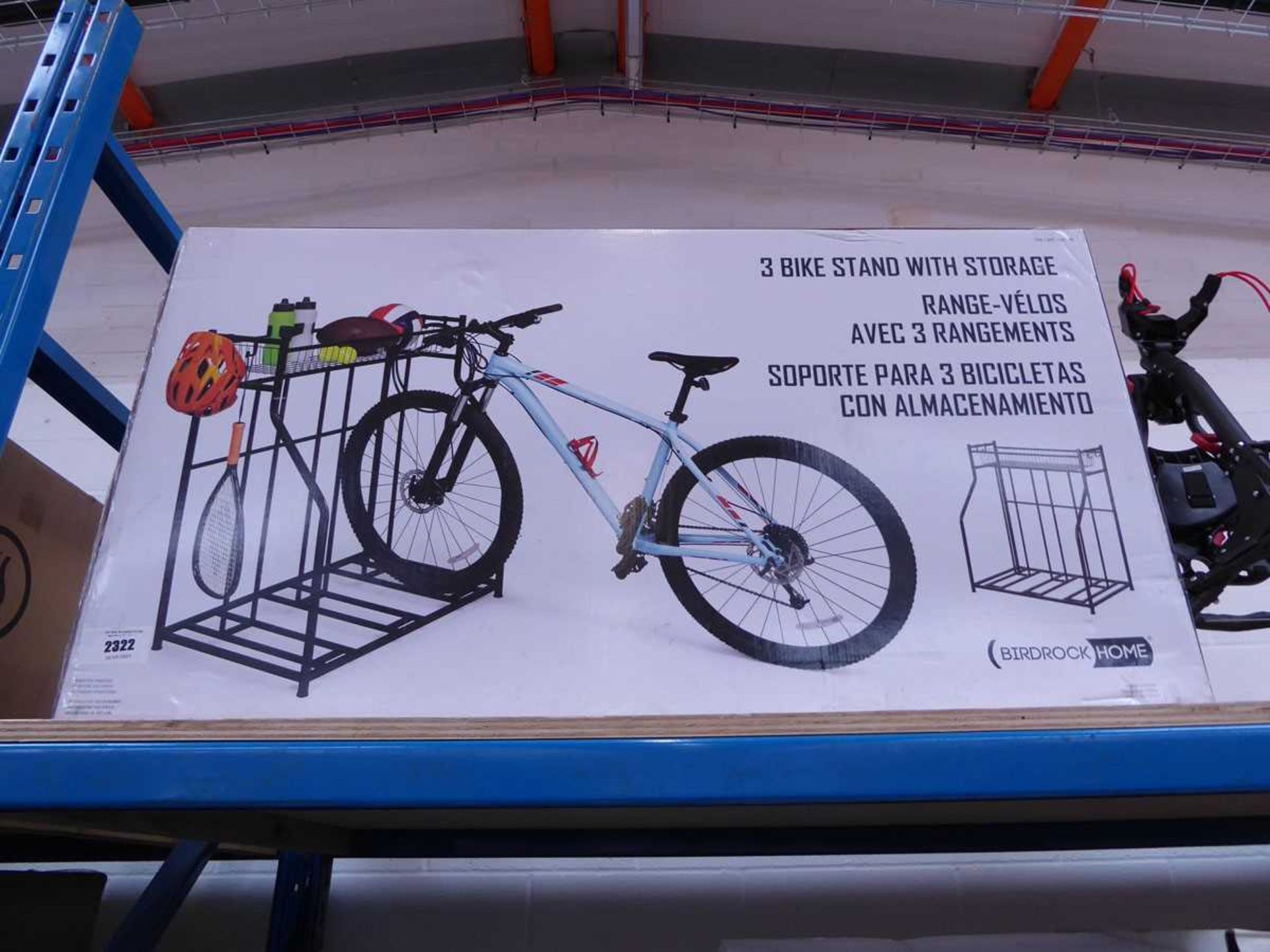 +VAT Boxed 3 section bike stand with storage above