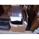 Box containing qty of various hanging basket equipment to include brackets, liner etc