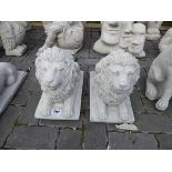 Pair of kneeling garden lions