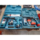 2 cased Makita cordless drills with 2 batteries and charger