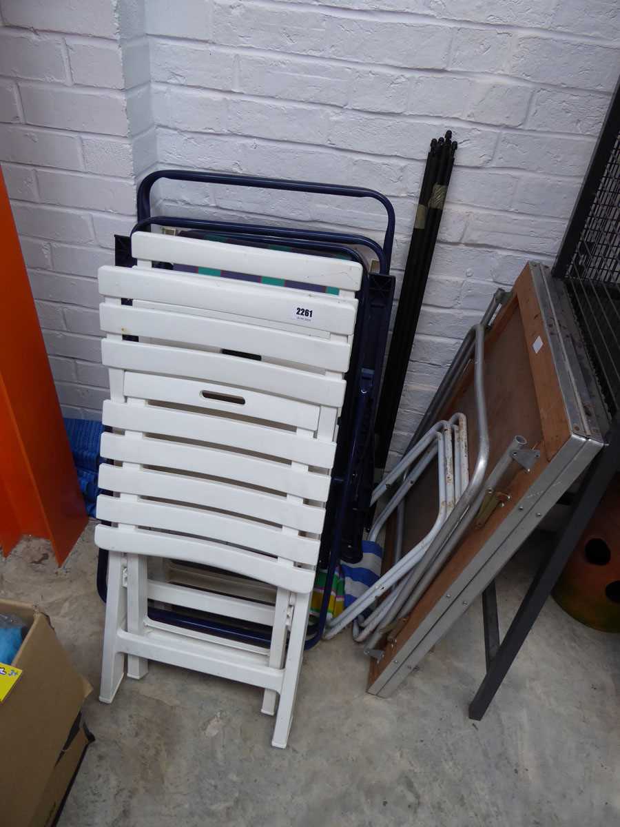 Qty of various garden folding chairs and tables