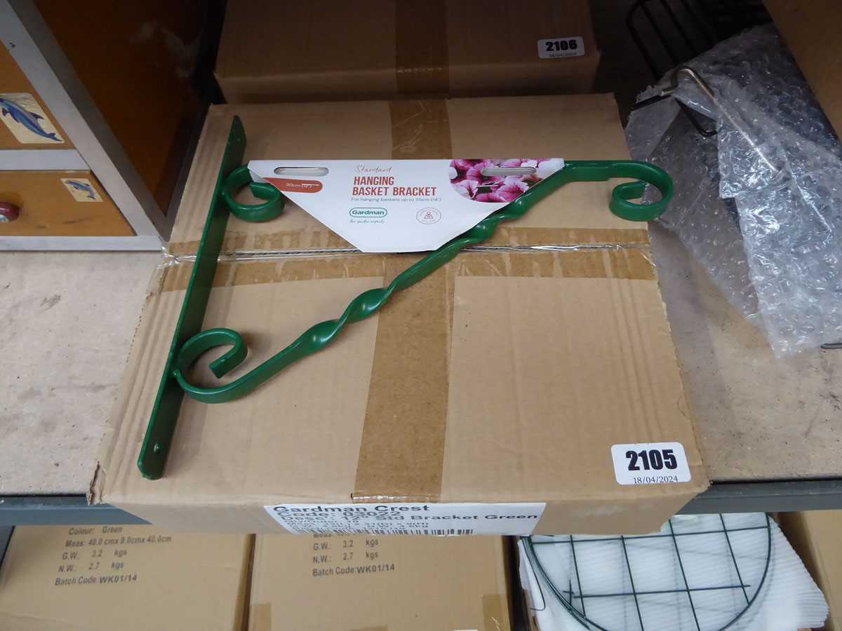 Box containing 10x 12" green hanging basket brackets (30cm/12")