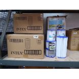 3 boxes of Intex crystal clear pool filter cartridges together with Intex crystal clear electric