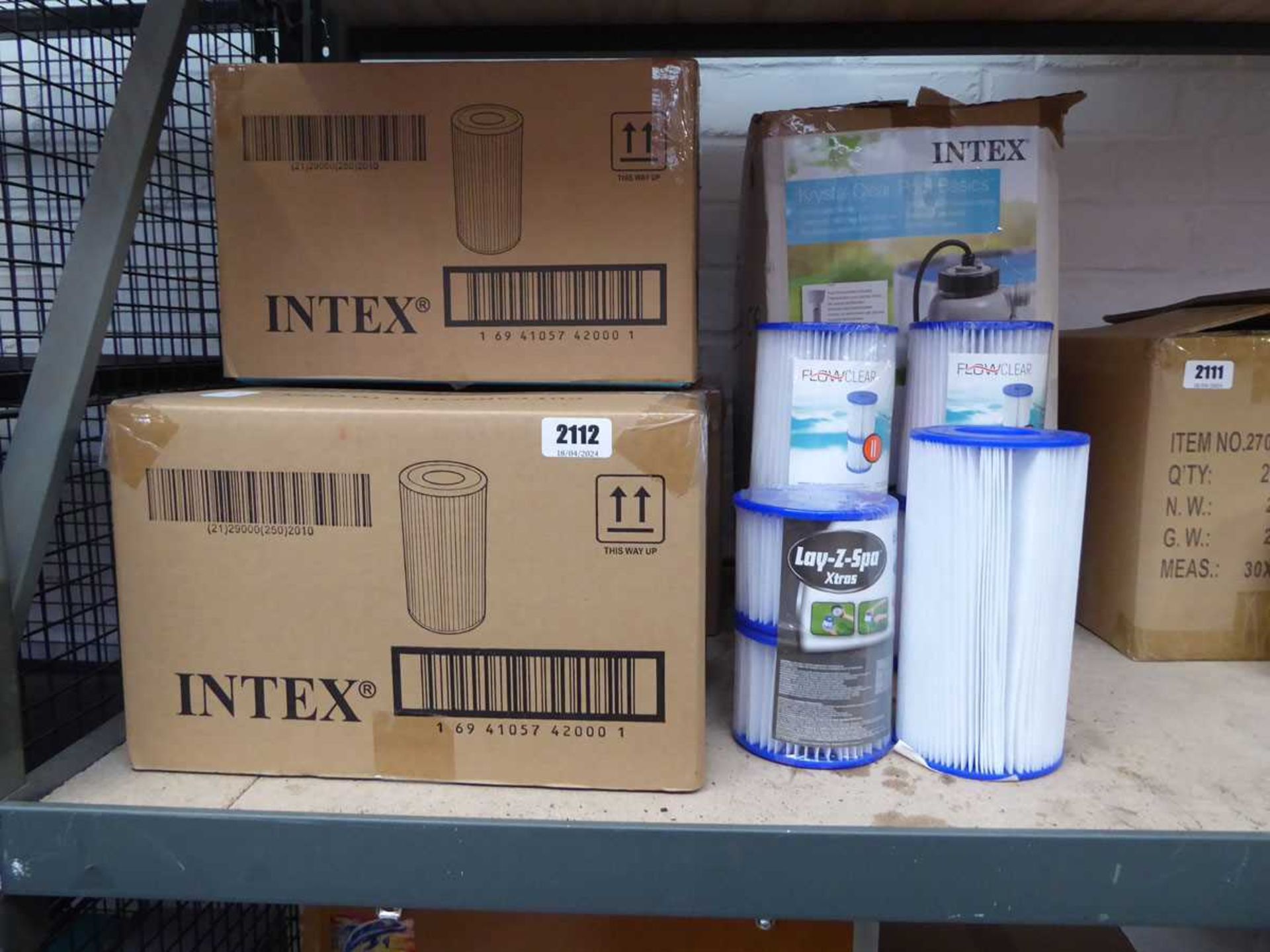 3 boxes of Intex crystal clear pool filter cartridges together with Intex crystal clear electric