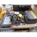 Quantity of mixed electric tools, to include 3 sanders, 2 hammer drills, a DeWalt tool case (no