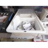 Boxed Blanco Keramik white ceramic single bowl sink with drainer