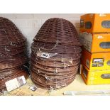 10x 35cm (14") brown rattan effect hanging baskets