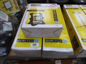 +VAT 2 x 240V. LED tripod work lights, together with a 240V. portable work light with socket