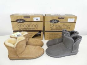 +VAT 2 boxed pairs of ladies Kirkland shearling boots (1 brown & 1 grey). Both size 7.