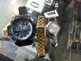 3 various watches to include a Orlando Giorgio in yellow metal and a Skmei model 1283 sport watch