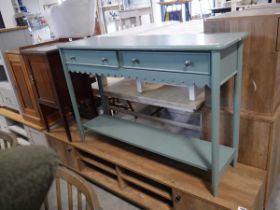 Teal coloured 2 drawer side table