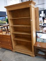 Modern pine open fronted deep bookcase