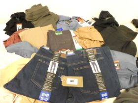 +VAT Approx 20. items of mens and womens clothing. To include trousers, jackets, jeans, jumpers