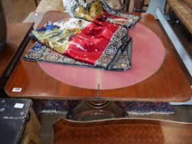 Edwardian mahogany folding table with red baize lining