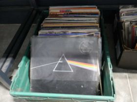 2 crates of various LP's and 7" vinyl to include Pink Floyd, Beatles, prince, Bowie etc