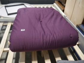 Pine single futon with maroon coloured cushion