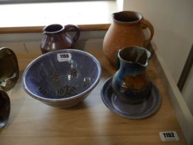 Collection of 5 pieces of hand thrown pottery